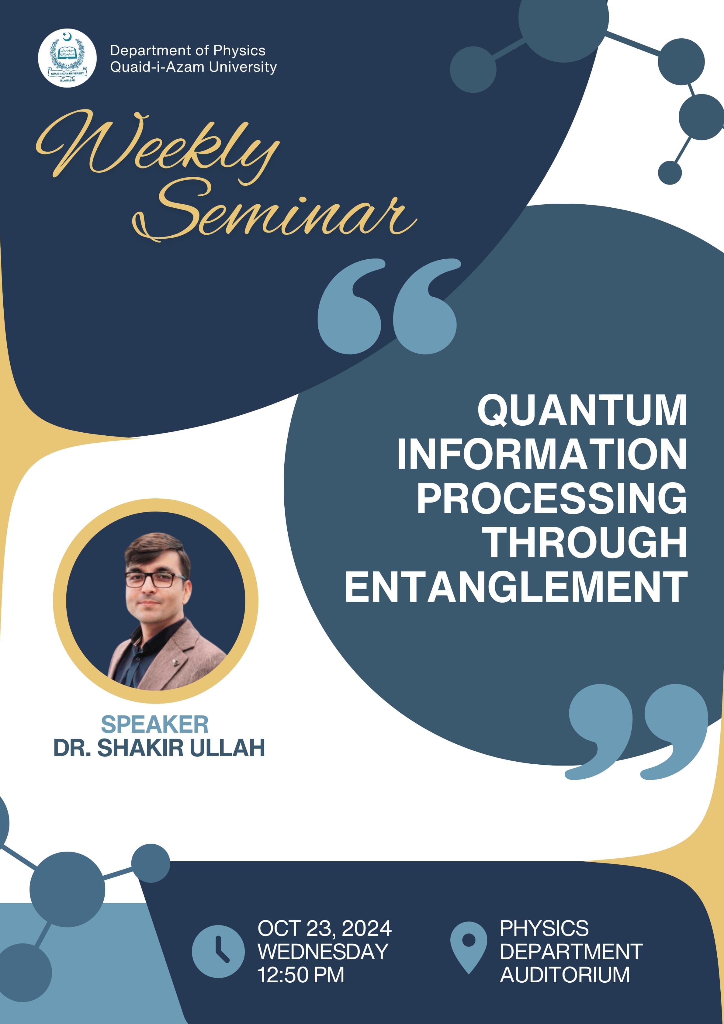 Weekly Seminar (Dr Shakir Ullah)